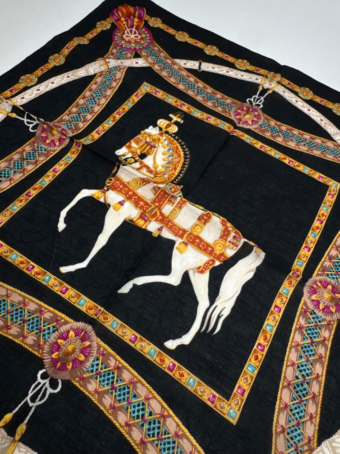 Vintage Celine Baroque scarf gold black