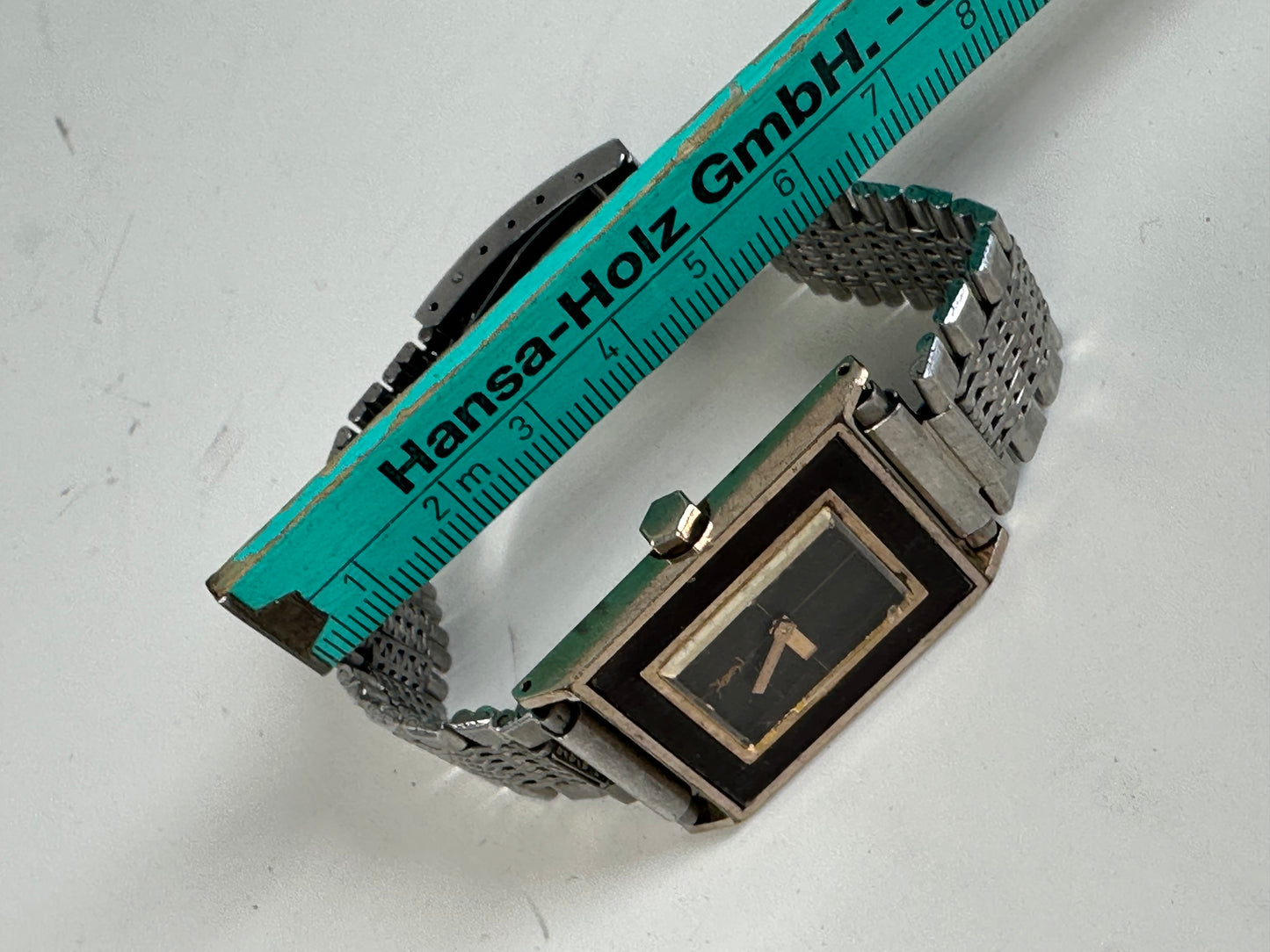 Vintage Saint Laurent Stainless Steel Wristwatch Black Silver