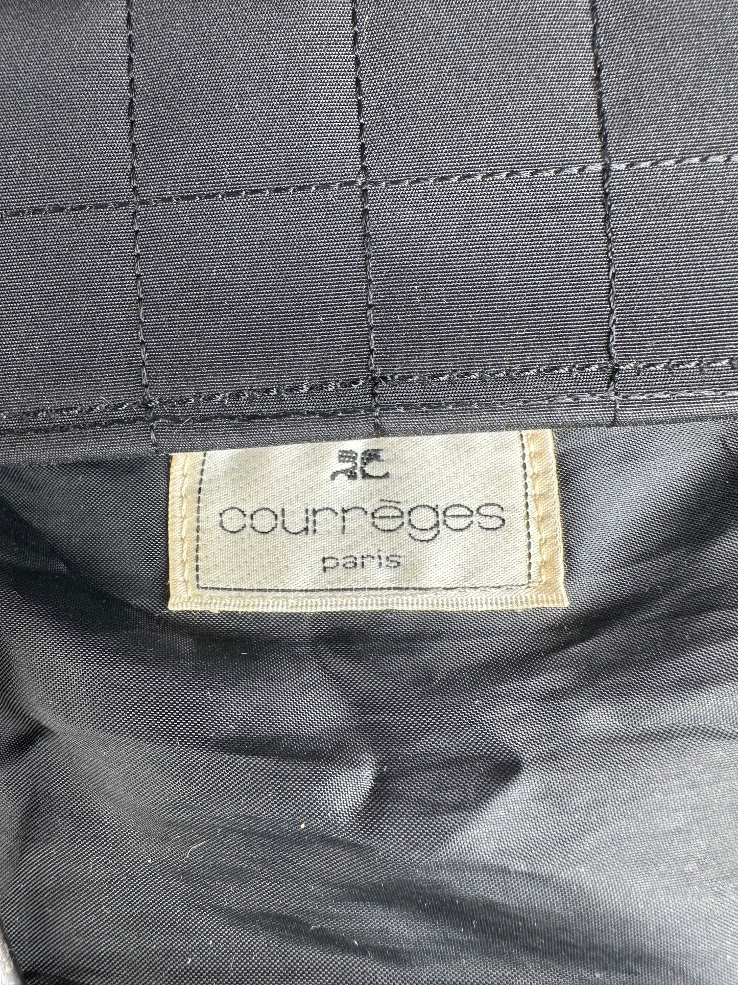 Vintage Courreges Chain Shoulder Bag Black Nylon Silver