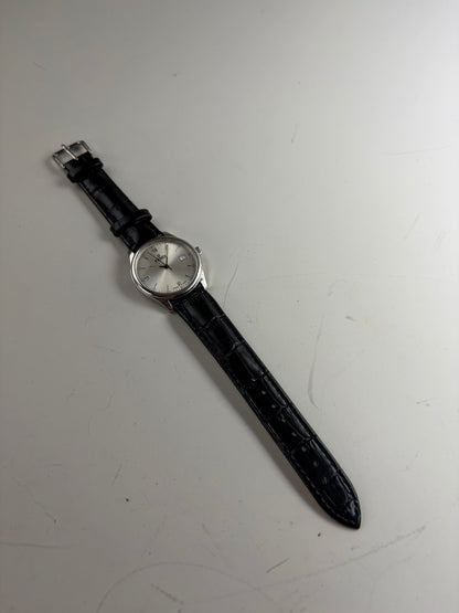 Vintage Fendi Stainless Steel Leather Strap Watch Silver Black