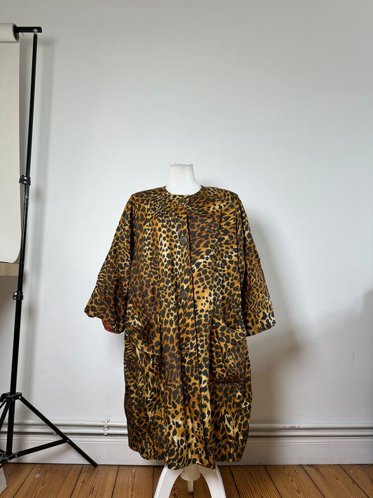 Vintage Givenchy Silk Blend Leopard Print Coat Yellow Brown L