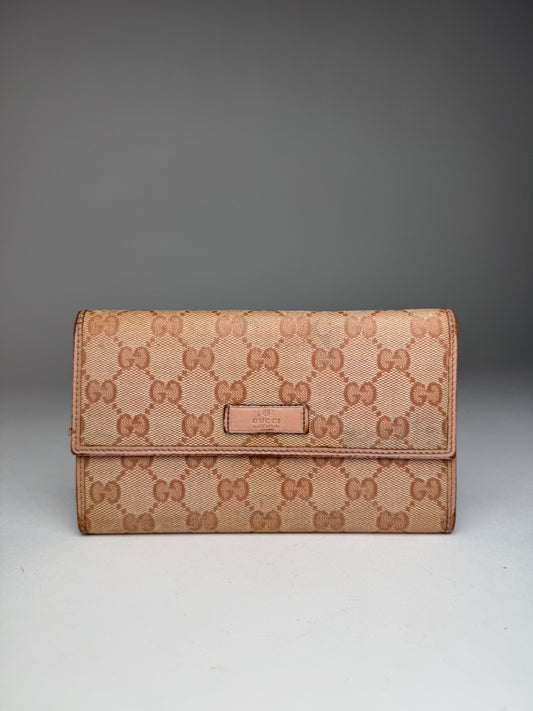Vintage Gucci Monogram Wallet beige pink