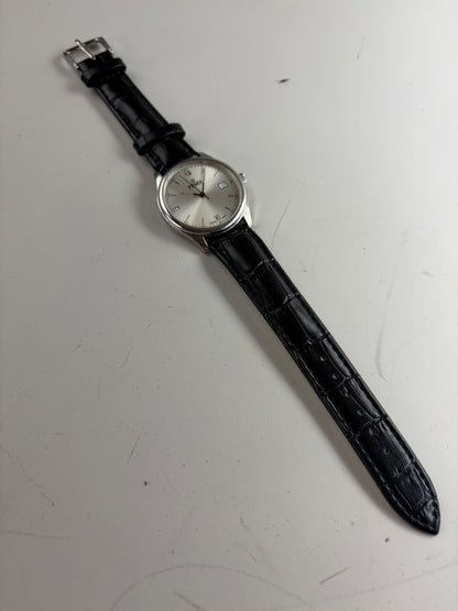 Vintage Fendi Stainless Steel Leather Strap Watch Silver Black