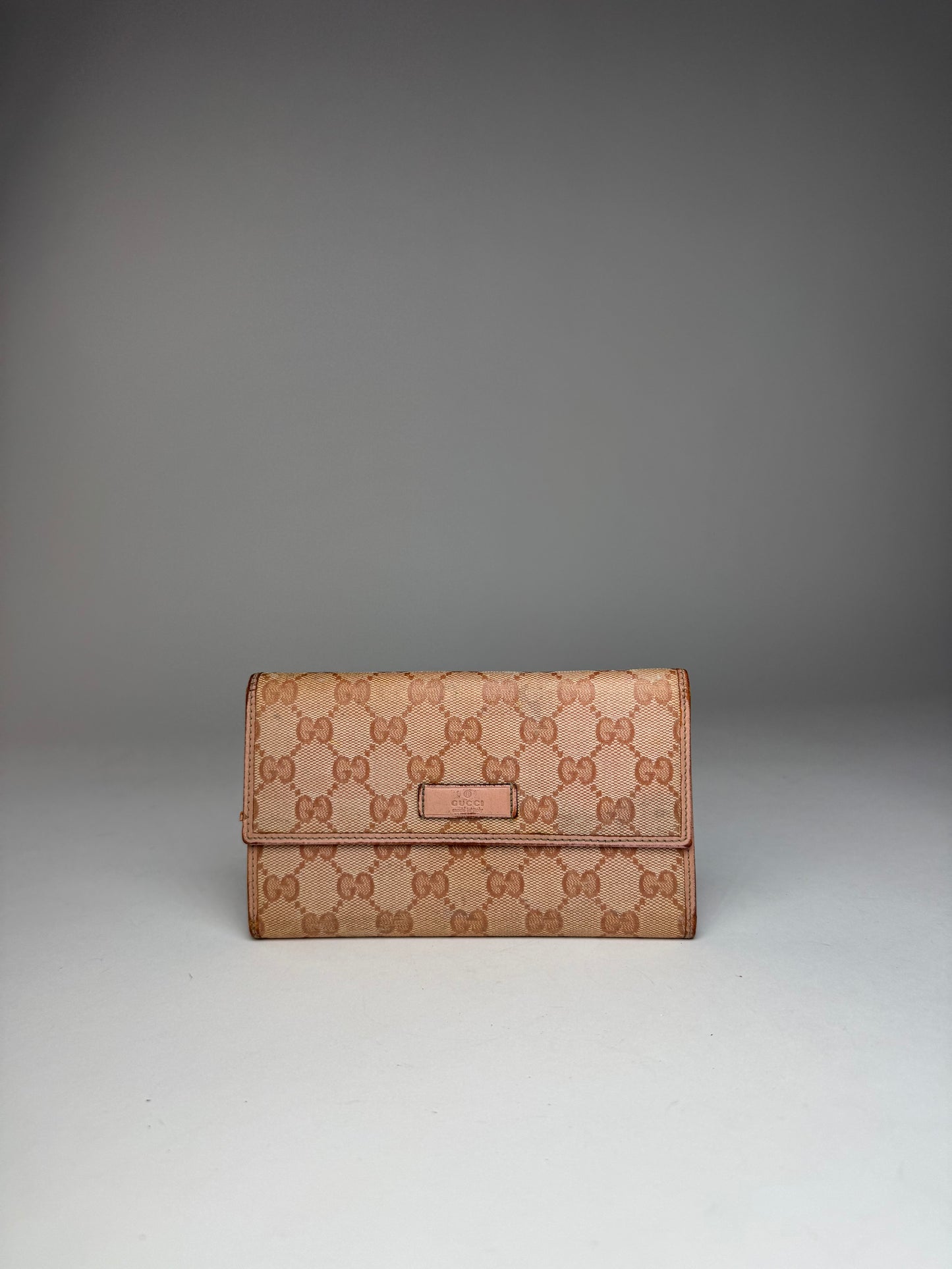 Vintage Gucci Monogram Wallet beige pink