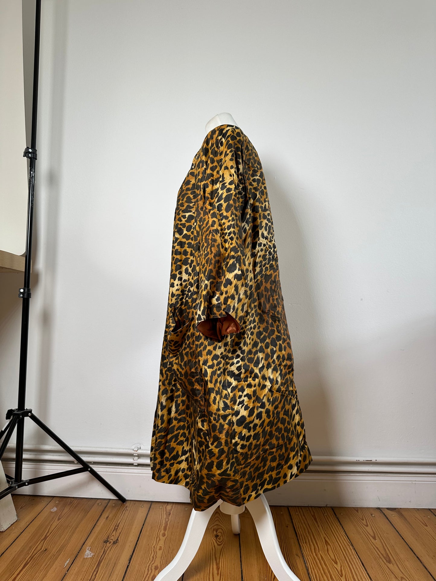 Vintage Givenchy Silk Blend Leopard Print Coat Yellow Brown L