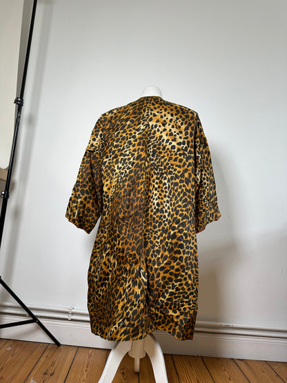 Vintage Givenchy Silk Blend Leopard Print Coat Yellow Brown L