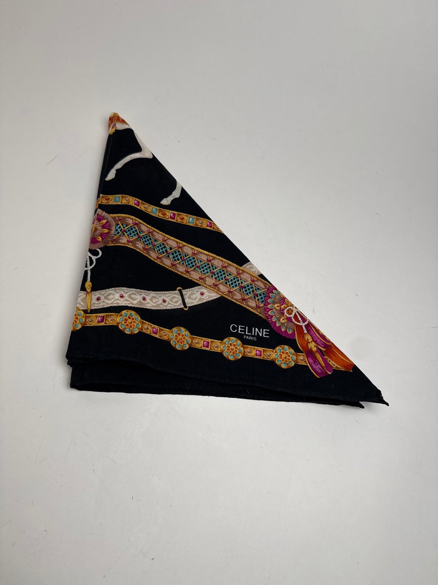 Vintage Celine Baroque scarf gold black