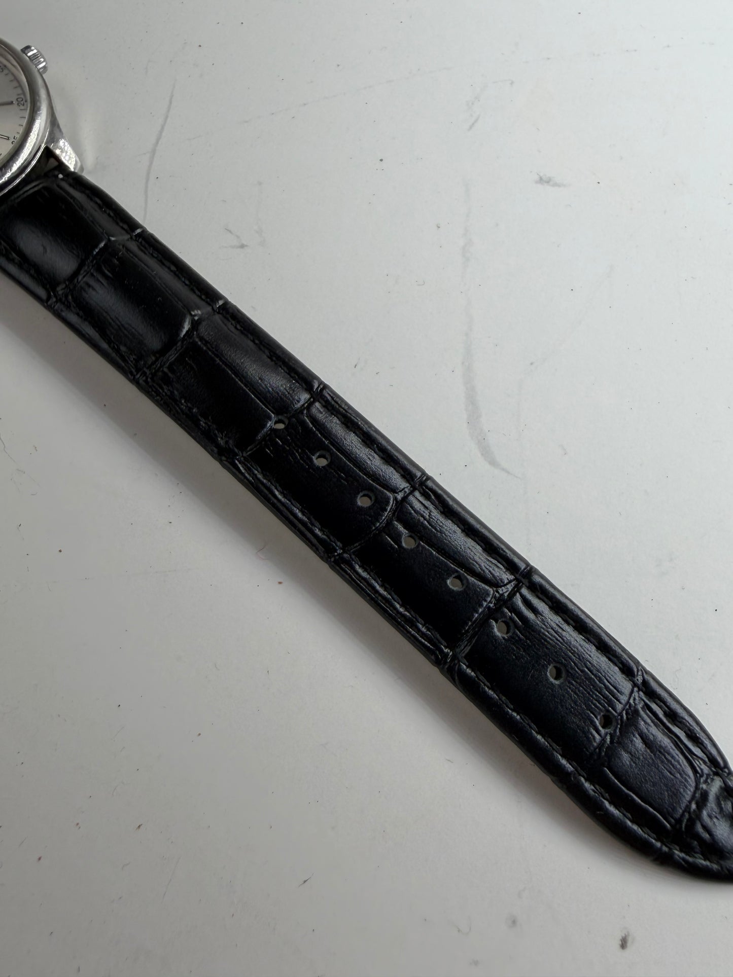 Vintage Fendi Stainless Steel Leather Strap Watch Silver Black