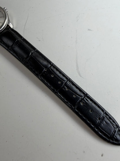 Vintage Fendi Stainless Steel Leather Strap Watch Silver Black