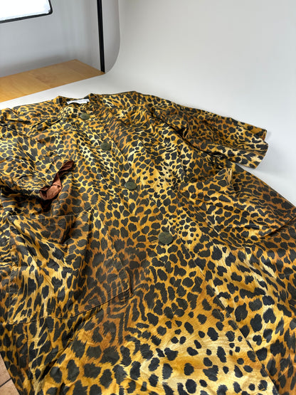 Vintage Givenchy Silk Blend Leopard Print Coat Yellow Brown L