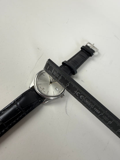 Vintage Fendi Stainless Steel Leather Strap Watch Silver Black