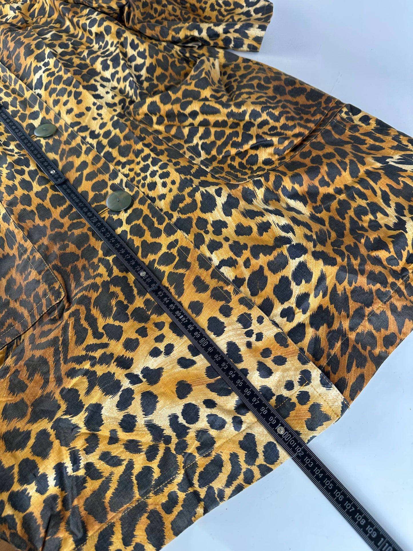 Vintage Givenchy Silk Blend Leopard Print Coat Yellow Brown L