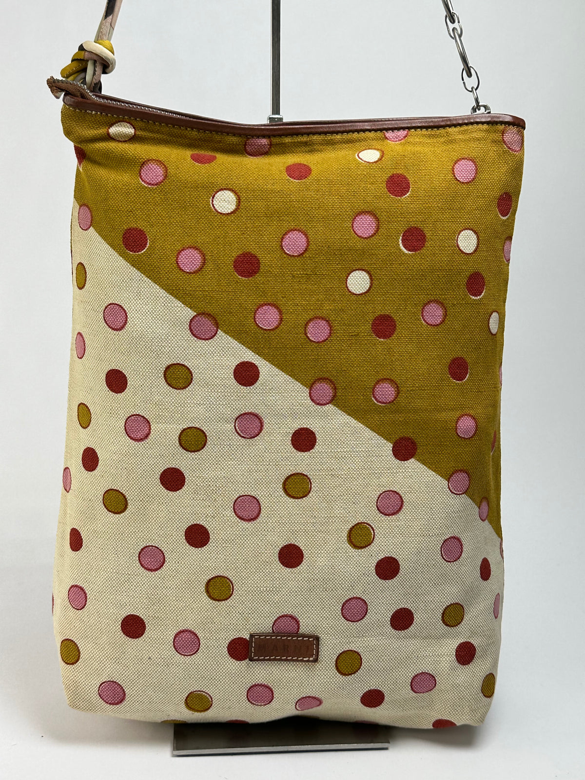 Vintage Marni Polka Dot Canvas Hobo Bag Early 2000s Yellow Pink