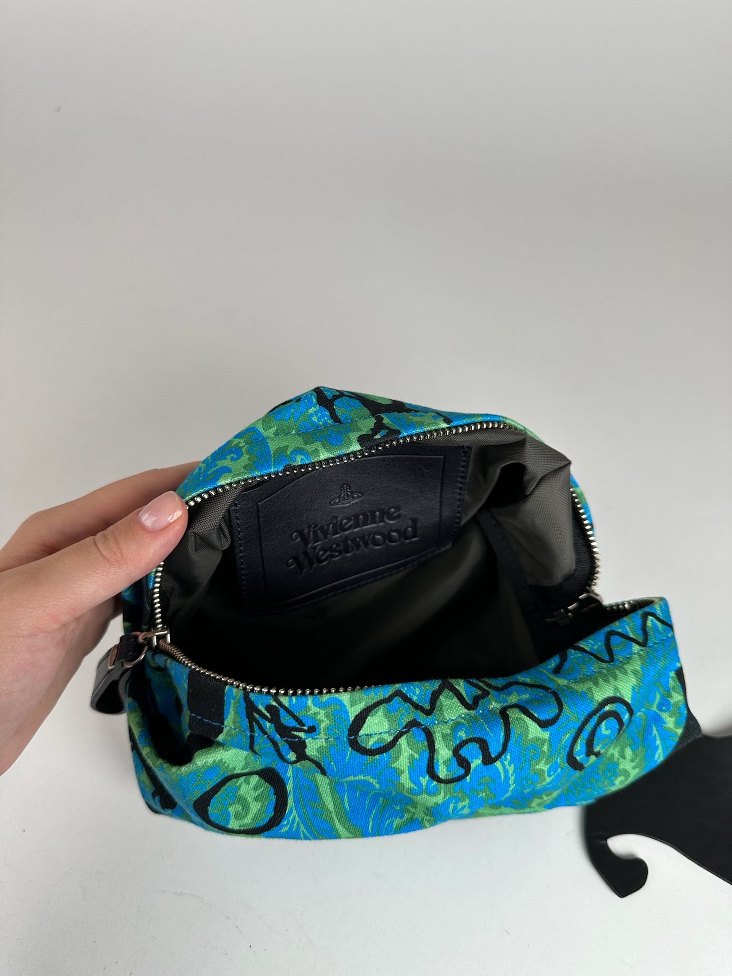 Vintage Vivienne Westwood Canvas Clutch Blue Green Black