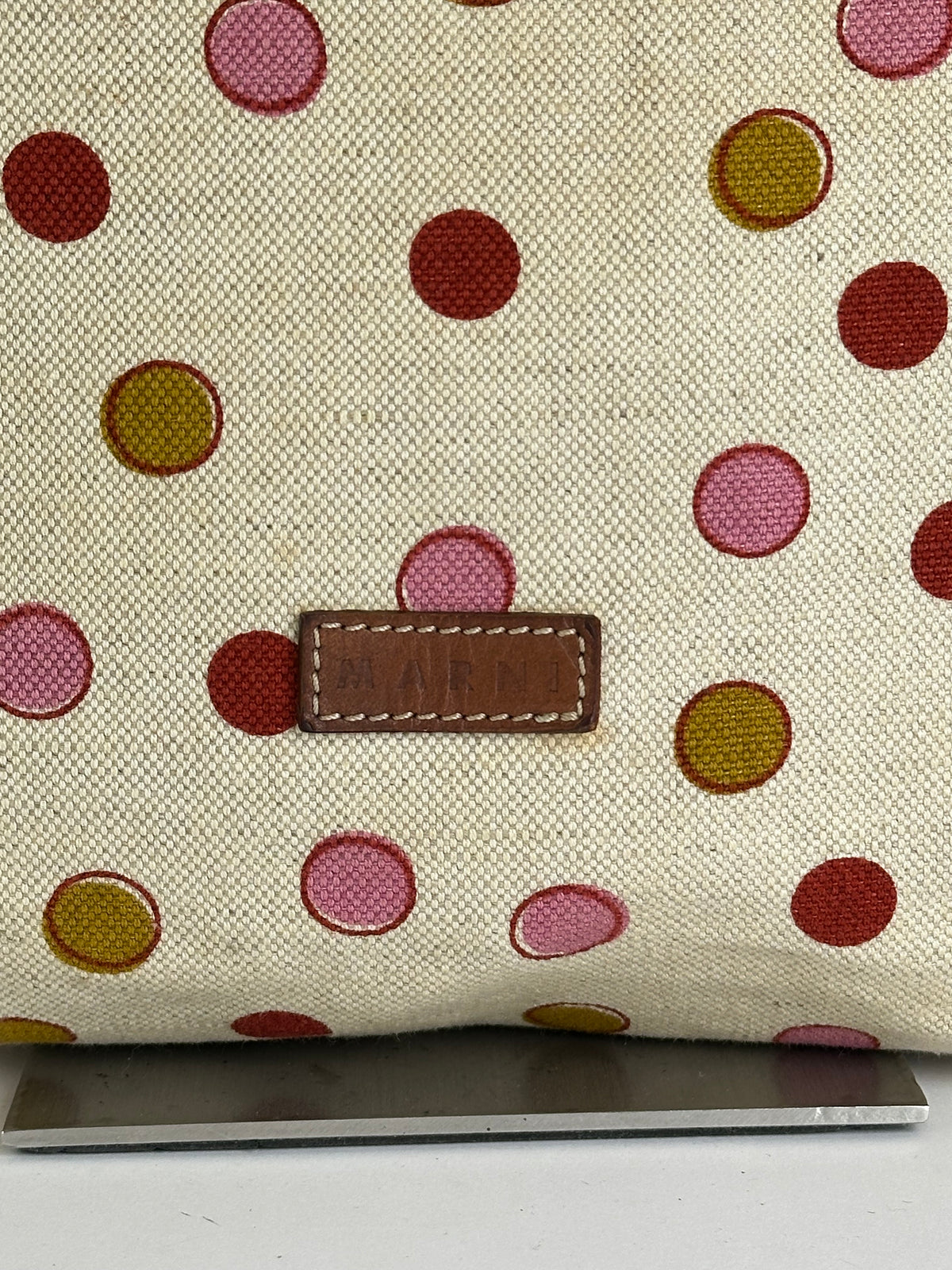 Vintage Marni Polka Dot Canvas Hobo Bag Early 2000s Yellow Pink