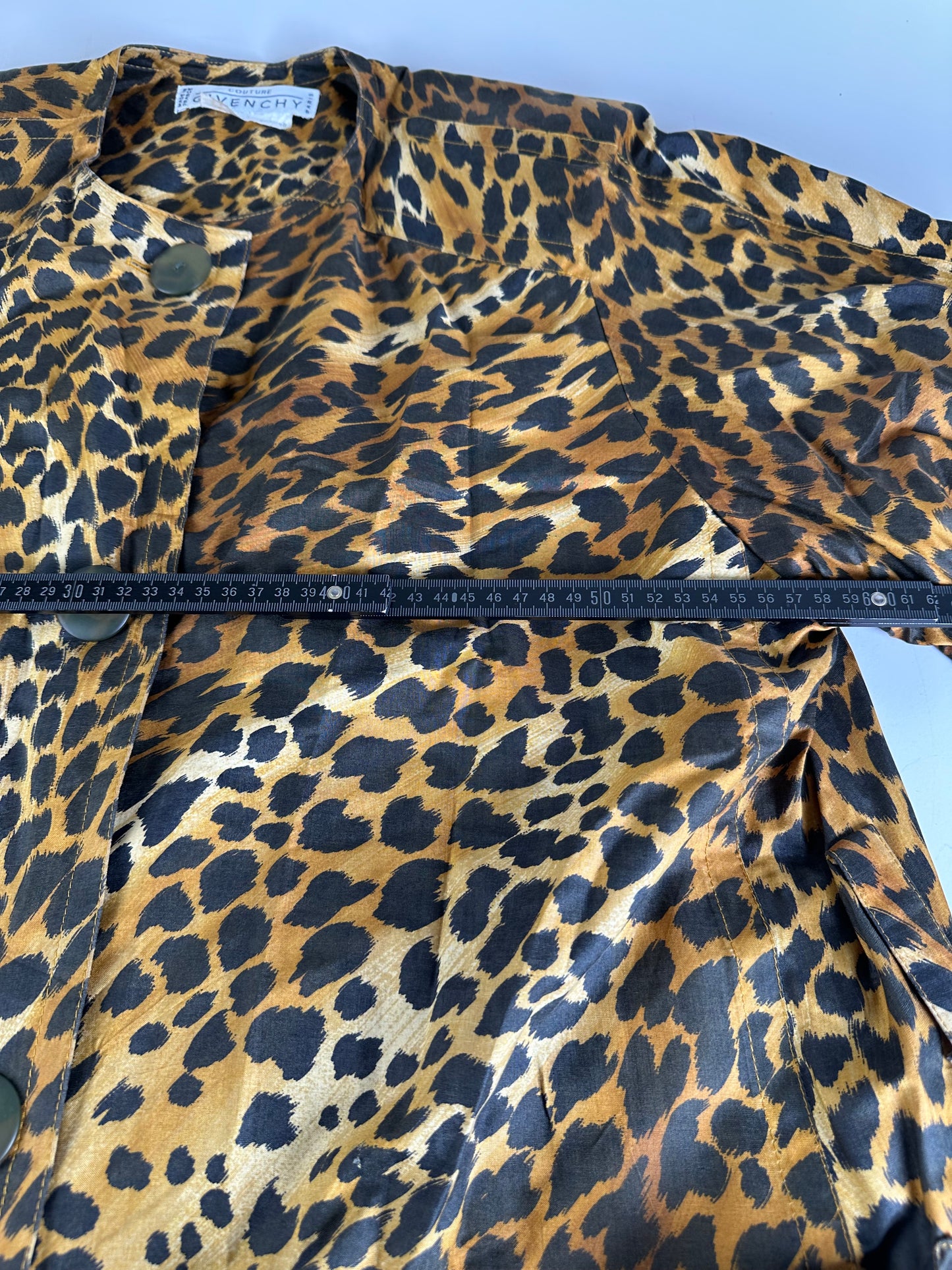 Vintage Givenchy Silk Blend Leopard Print Coat Yellow Brown L