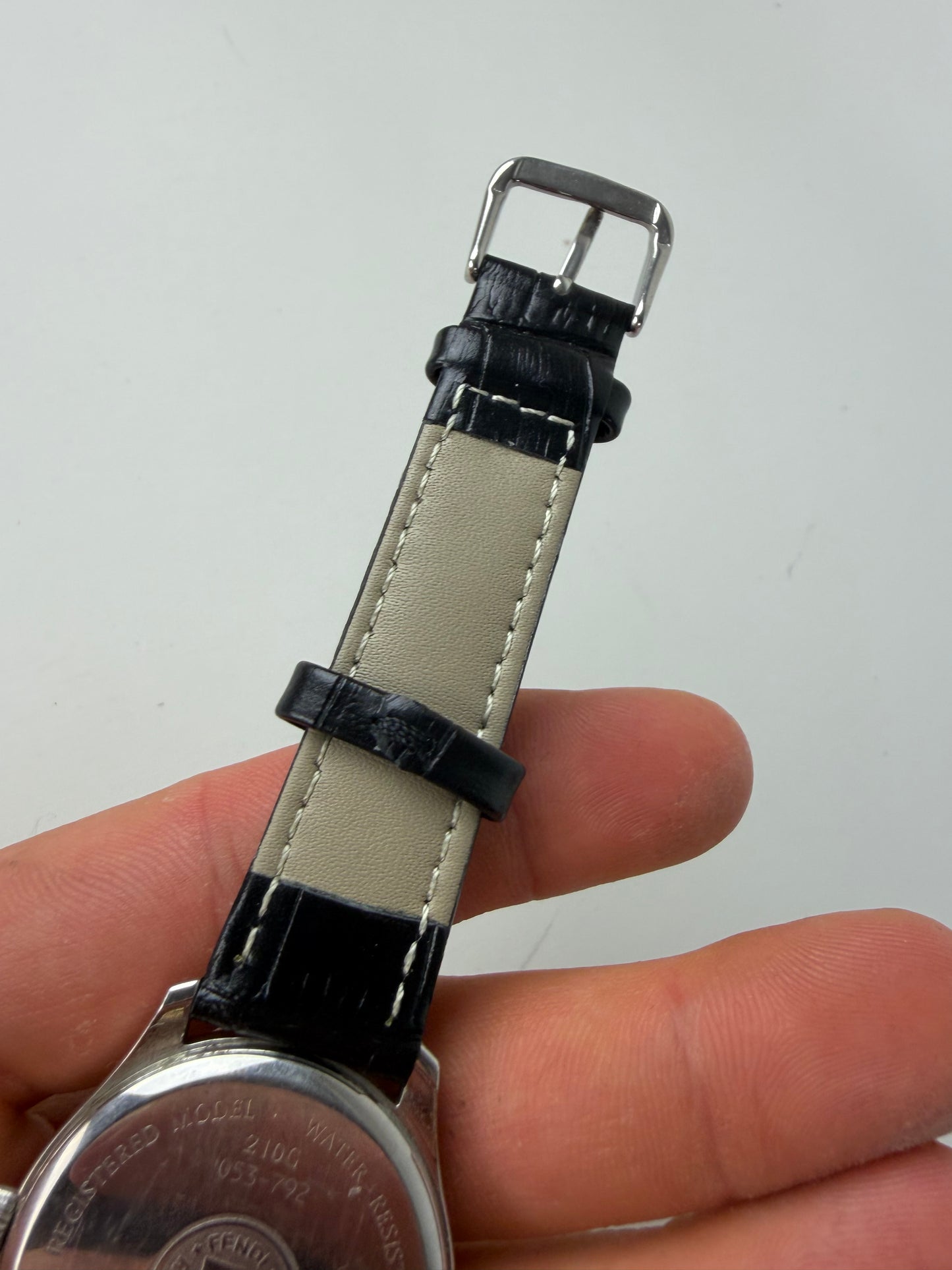 Vintage Fendi Stainless Steel Leather Strap Watch Silver Black