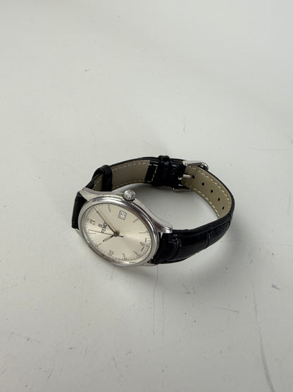 Vintage Fendi Stainless Steel Leather Strap Watch Silver Black