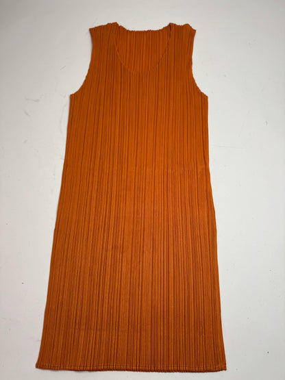 Vintage Issey Miyake Pleats Please Plissee Shirt Dress Orange M