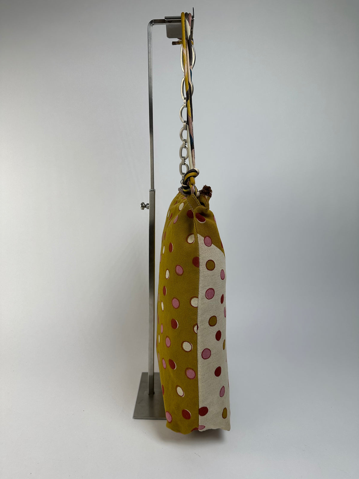 Vintage Marni Polka Dot Canvas Hobo Bag Early 2000s Yellow Pink