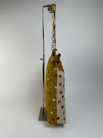 Vintage Marni Polka Dot Canvas Hobo Bag Early 2000s Yellow Pink