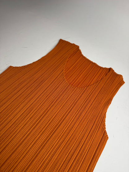 Vintage Issey Miyake Pleats Please Plissee Shirt Dress Orange M