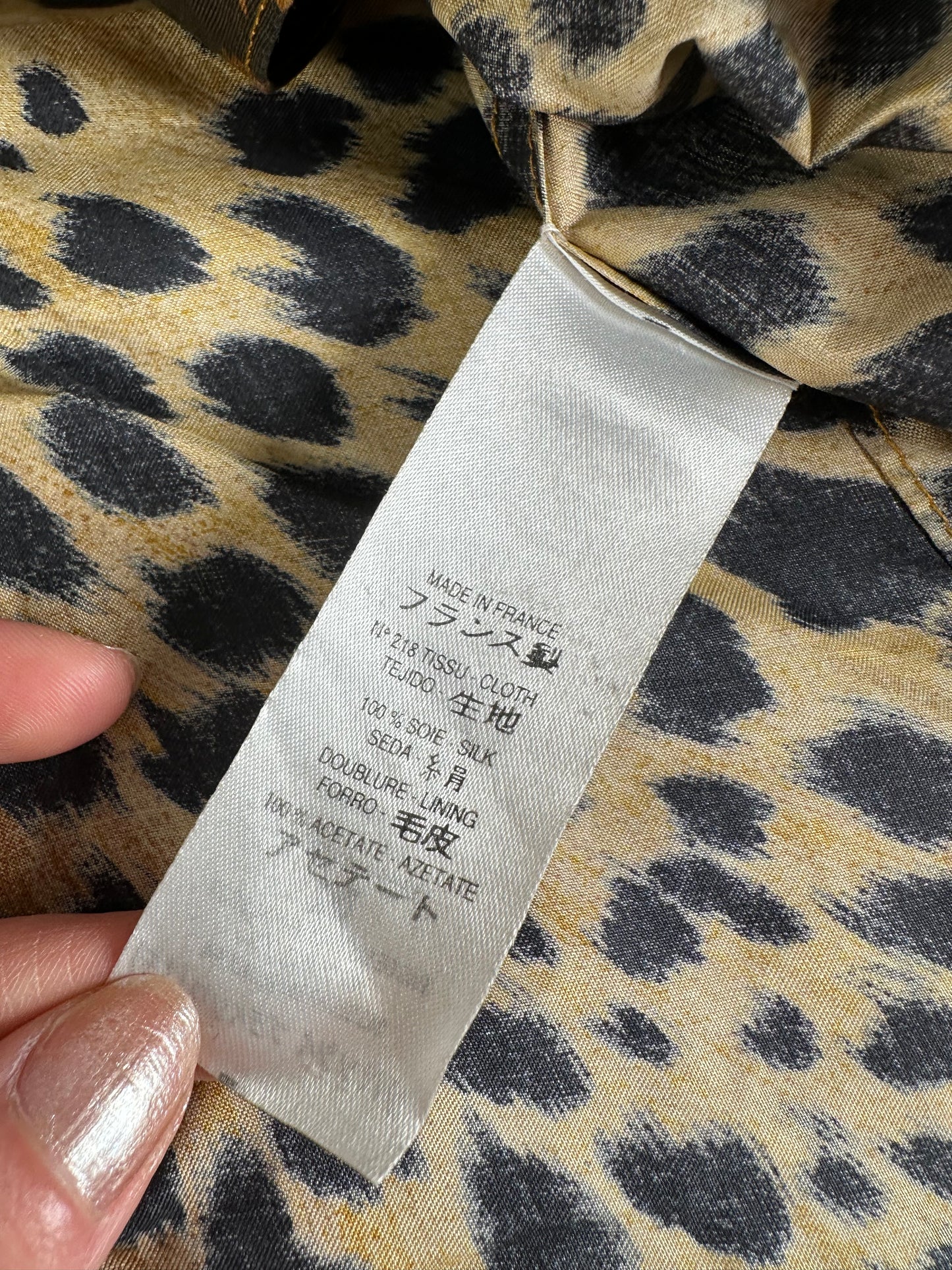 Vintage Givenchy Silk Blend Leopard Print Coat Yellow Brown L