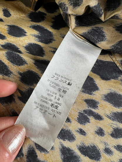 Vintage Givenchy Silk Blend Leopard Print Coat Yellow Brown L