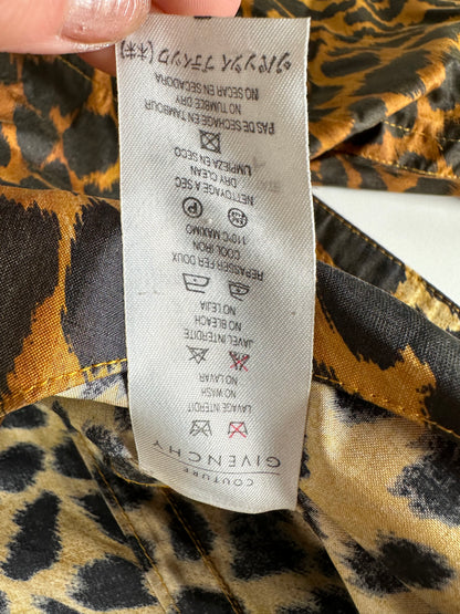 Vintage Givenchy Silk Blend Leopard Print Coat Yellow Brown L