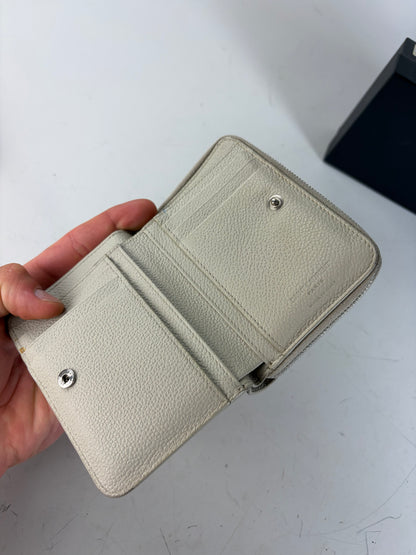 Vintage Sain Pebbled Leather Wallet Cream Silver