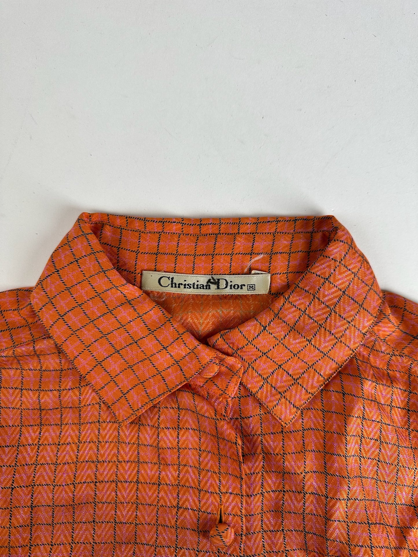 Vintage Dior Checked Shirt orange black