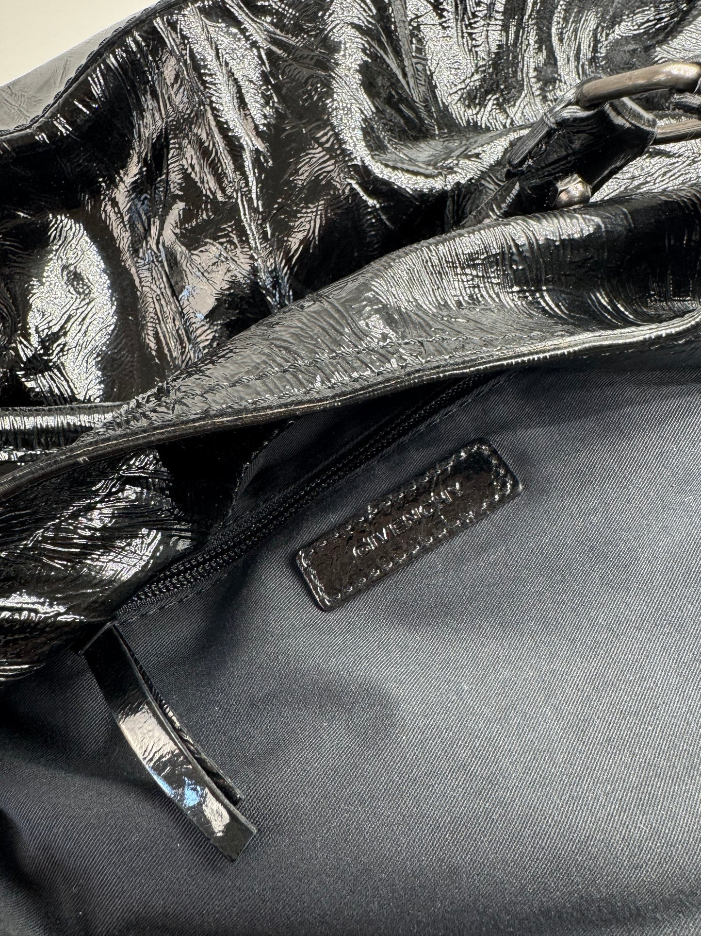 Vintage Givenchy Antigona Patent Leather Bag Black