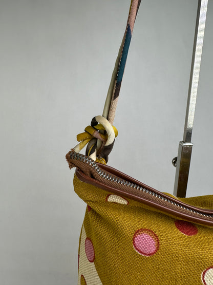 Vintage Marni Polka Dot Canvas Hobo Bag Early 2000s Yellow Pink