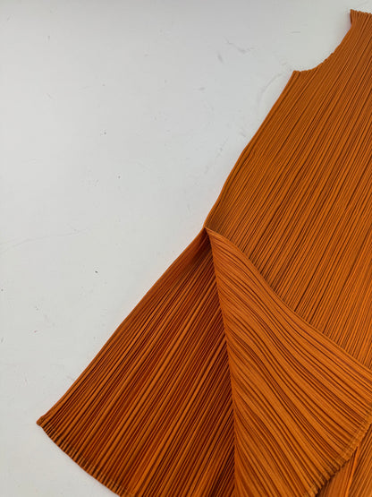 Vintage Issey Miyake Pleats Please Plissee Shirt Dress Orange M