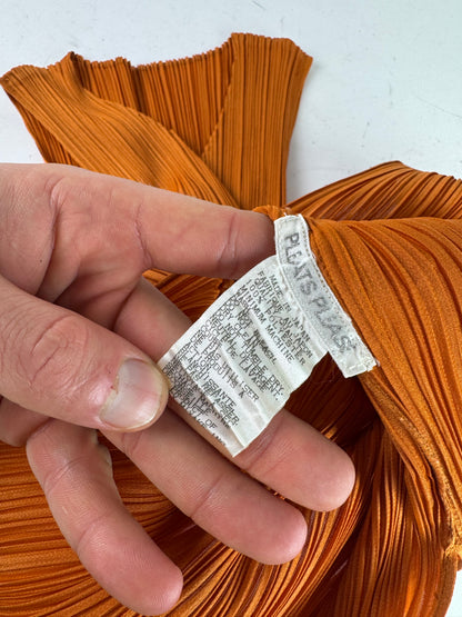 Vintage Issey Miyake Pleats Please Plissee Shirt Dress Orange M