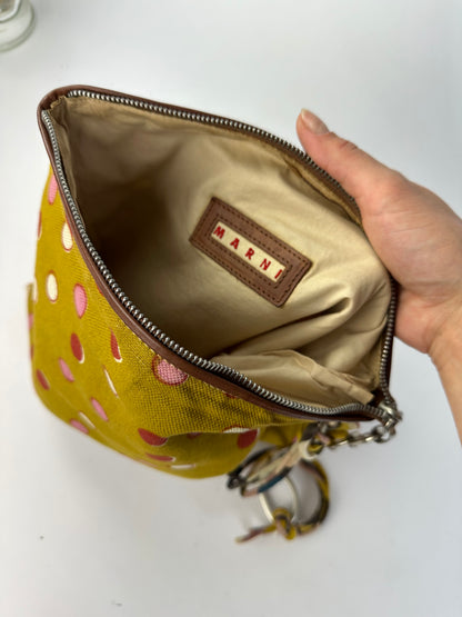 Vintage Marni Polka Dot Canvas Hobo Bag Early 2000s Yellow Pink
