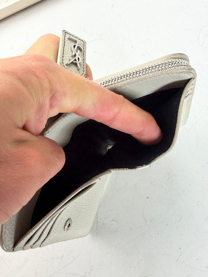 Vintage Sain Pebbled Leather Wallet Cream Silver