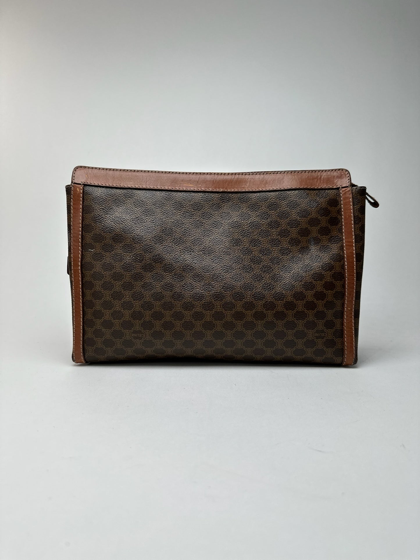 Pochette vintage en cuir Monogram Celine marron