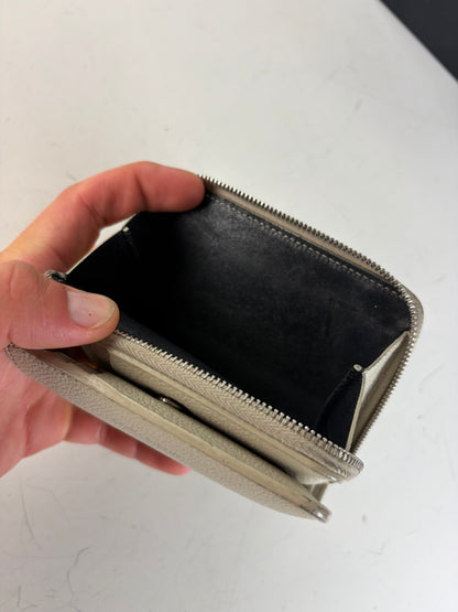 Vintage Sain Pebbled Leather Wallet Cream Silver
