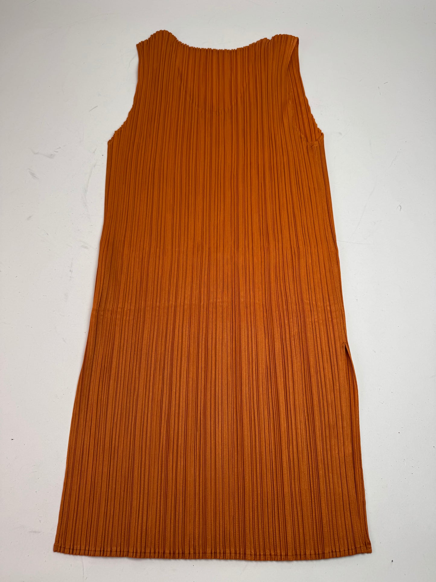 Vintage Issey Miyake Pleats Please Plissee Shirt Dress Orange M
