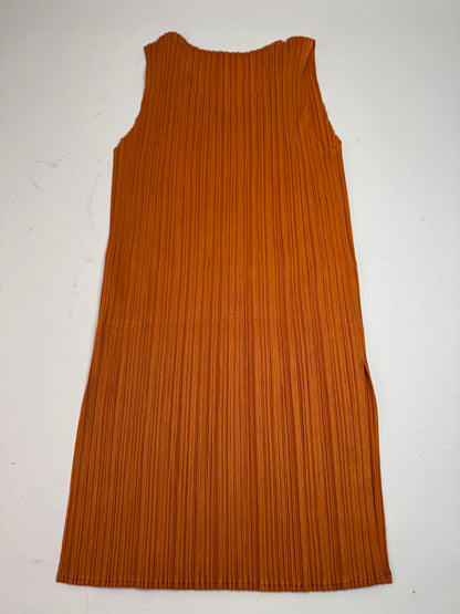 Vintage Issey Miyake Pleats Please Plissee Shirt Dress Orange M