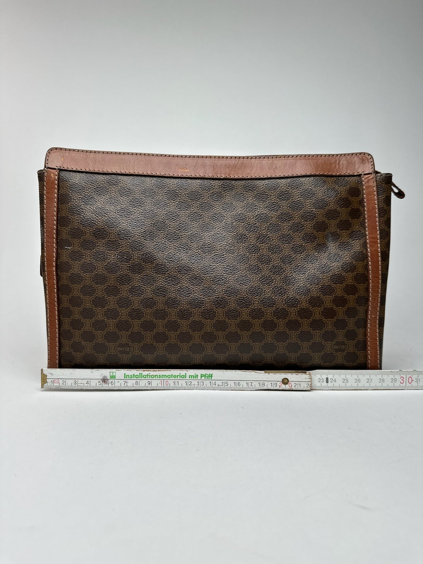 Pochette vintage en cuir Monogram Celine marron