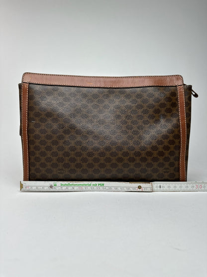 Pochette vintage en cuir Monogram Celine marron