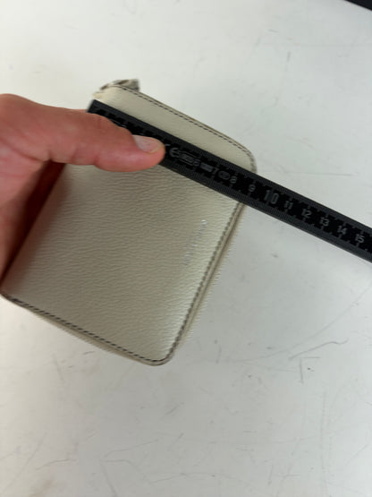 Vintage Sain Pebbled Leather Wallet Cream Silver