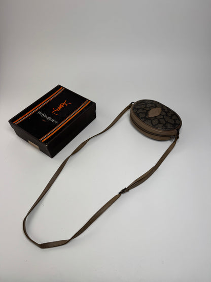 Vintage Yves Saint Laurent Leather Crossbody Shoulder Bag grey Brown black