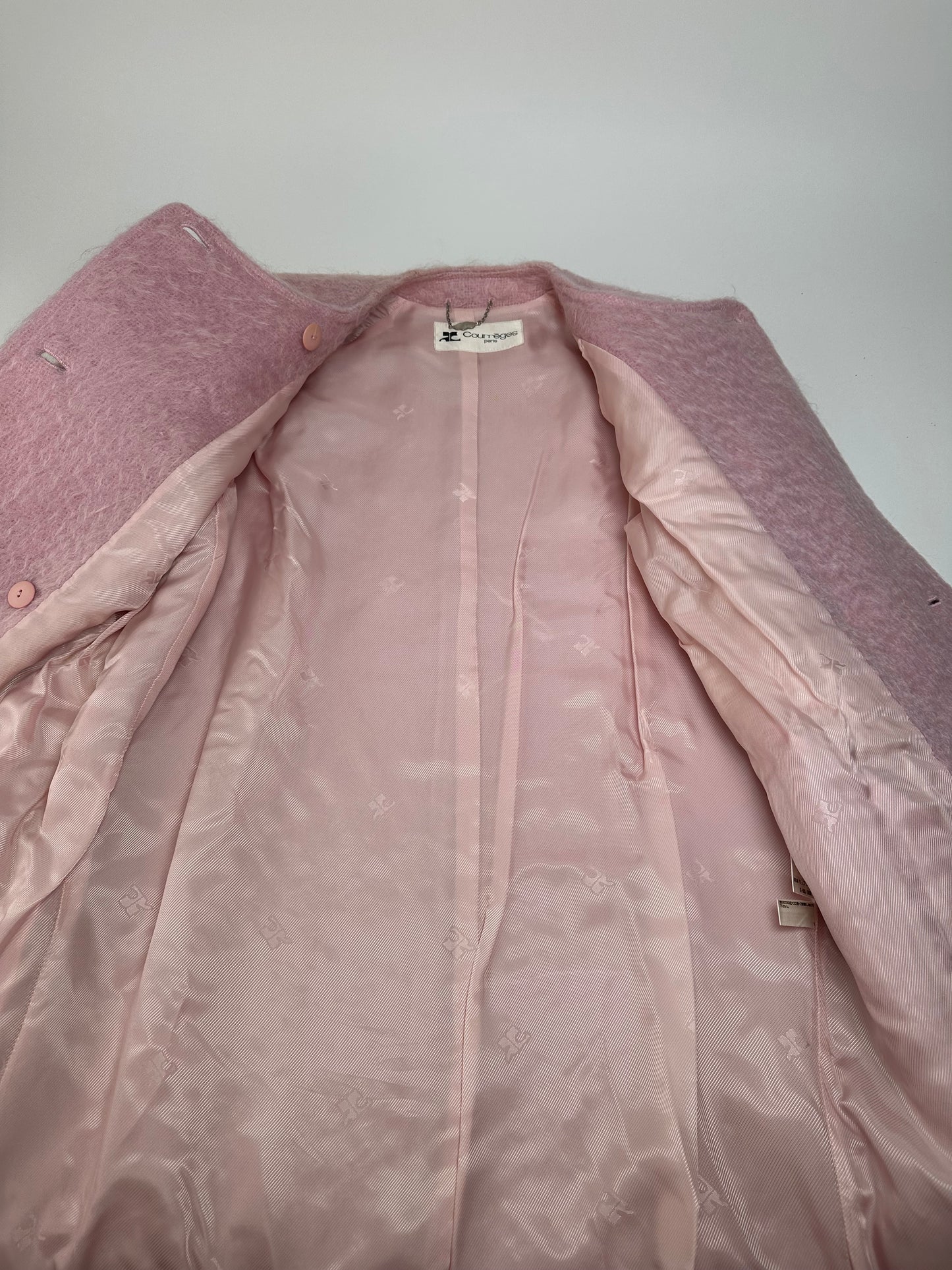 Vintage Courreges Fake Fur Coat Pink L