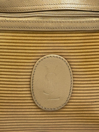 Vintage Yves Saint Laurent Striped Faux Leather Crossbody Bag Late 1980s Tan Beige