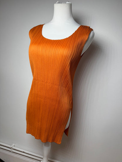 Vintage Issey Miyake Pleats Please Plissee Shirt Dress Orange M