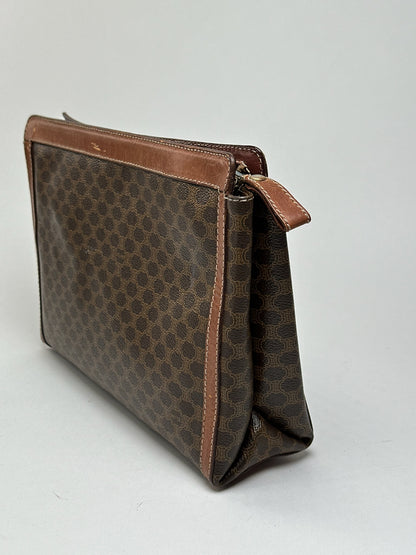 Pochette vintage en cuir Monogram Celine marron