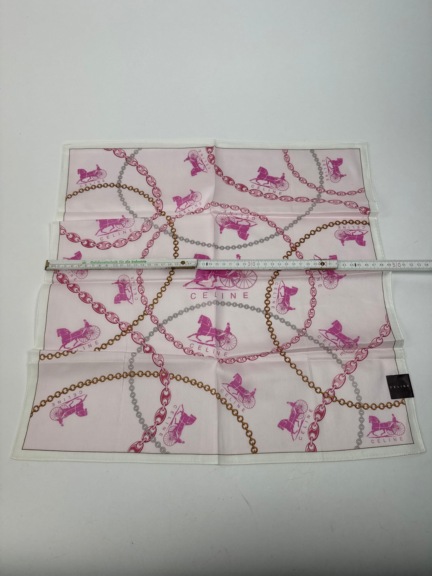 Vintage Celine Paris Horse scarf white pink